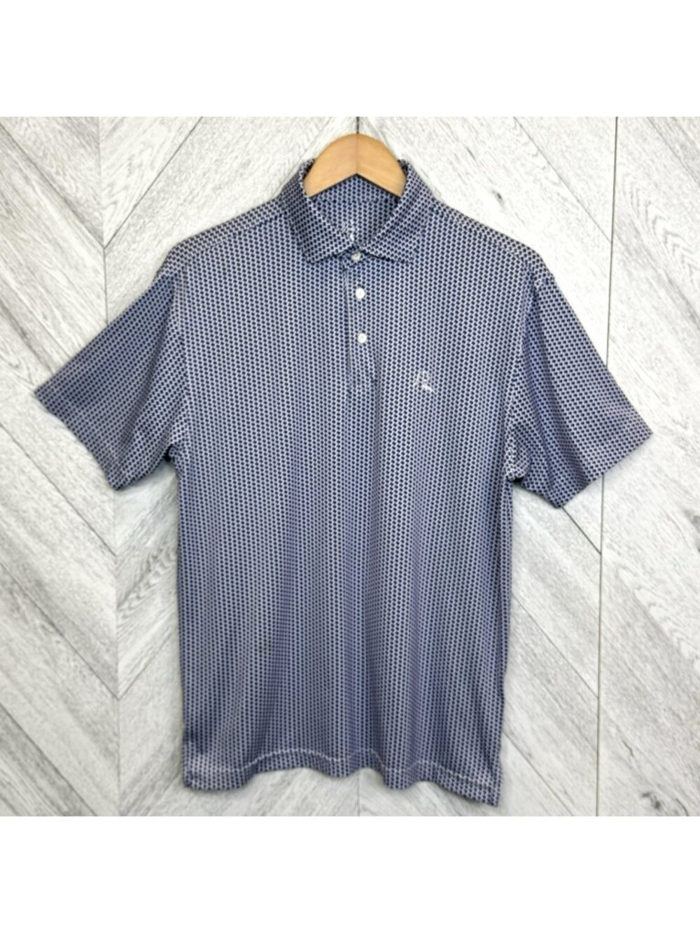 Rhoback Golf Polo Shirt Mens Size Small Blue Don’t Mess With Texas Allover Print